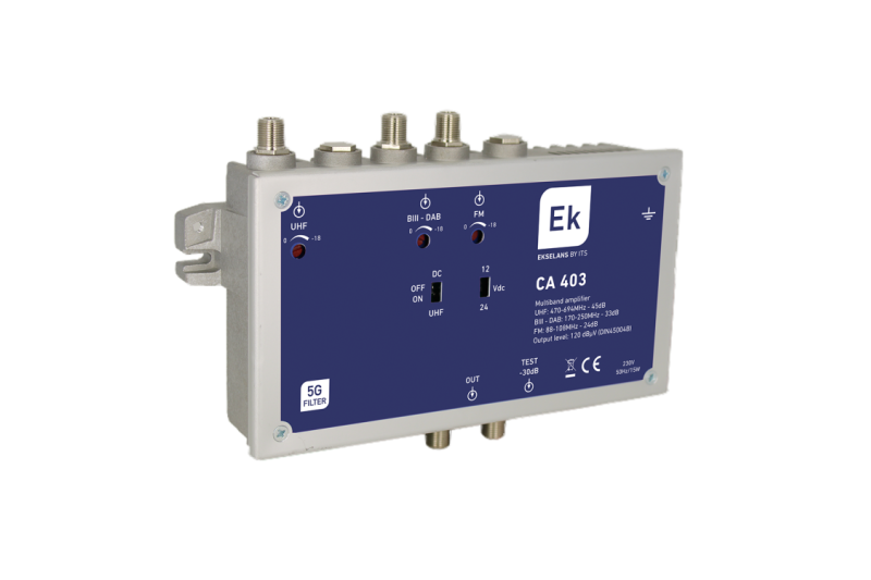 Central amplificadora 3 entradas FM / BIII-DAB / UHF,con doble filtro 694-790MHz seleccionable. Central amplificadora 3 entradas FM / BIII-DAB / UHF,con doble filtro 694-790MHz seleccionable.