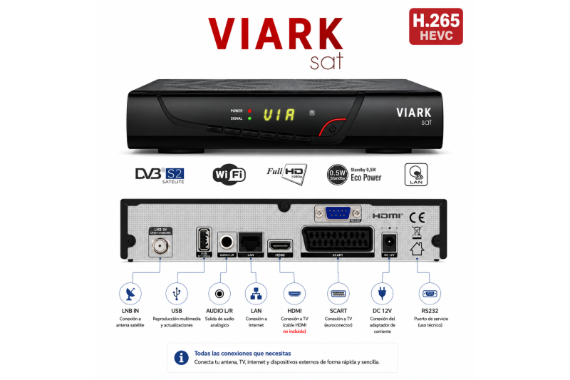 VIARK SAT HD - Decodificador Satélite...